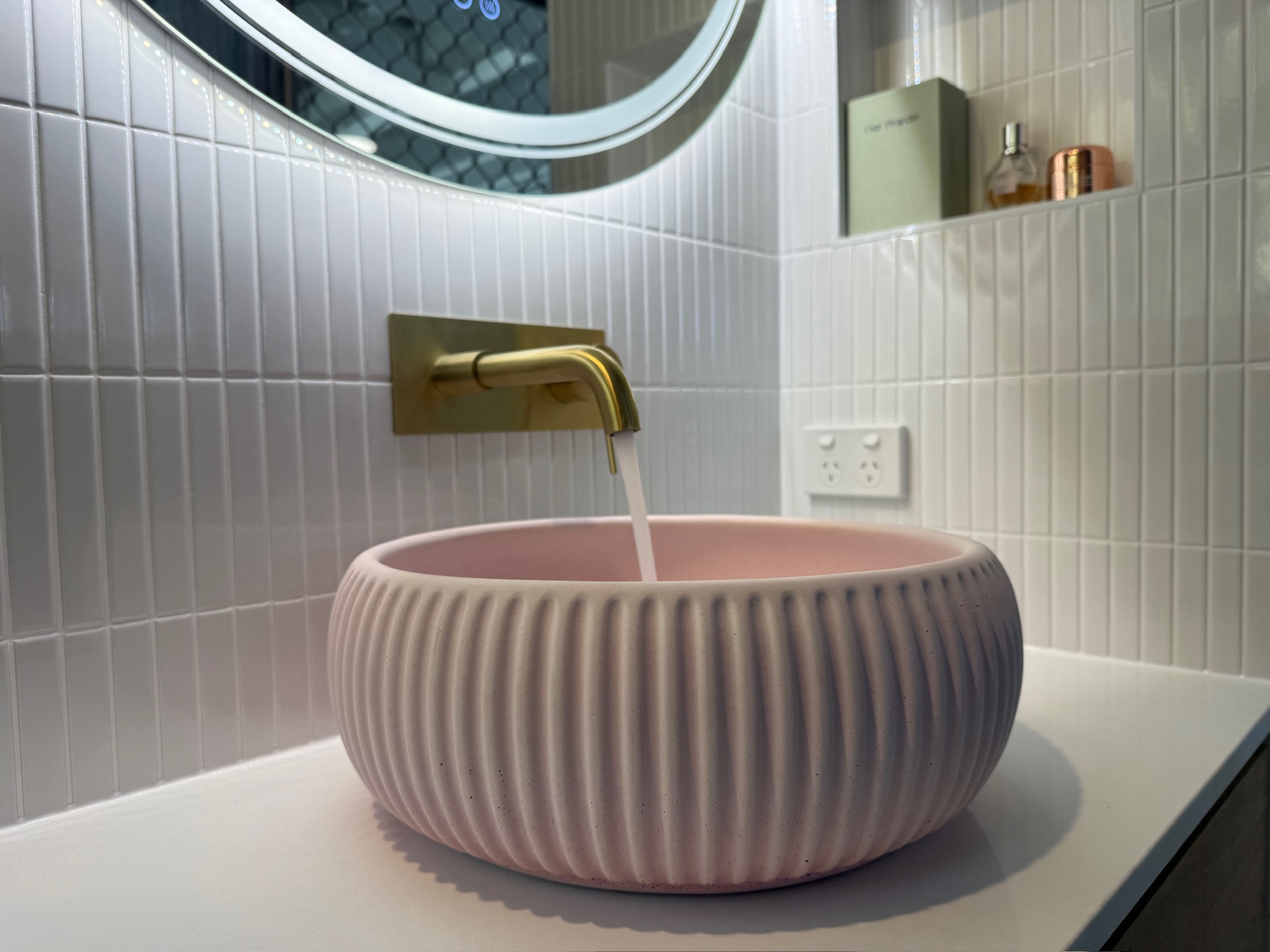 The Rose & Gold Bathroom — detail 3 by McMillan Tiling Projects